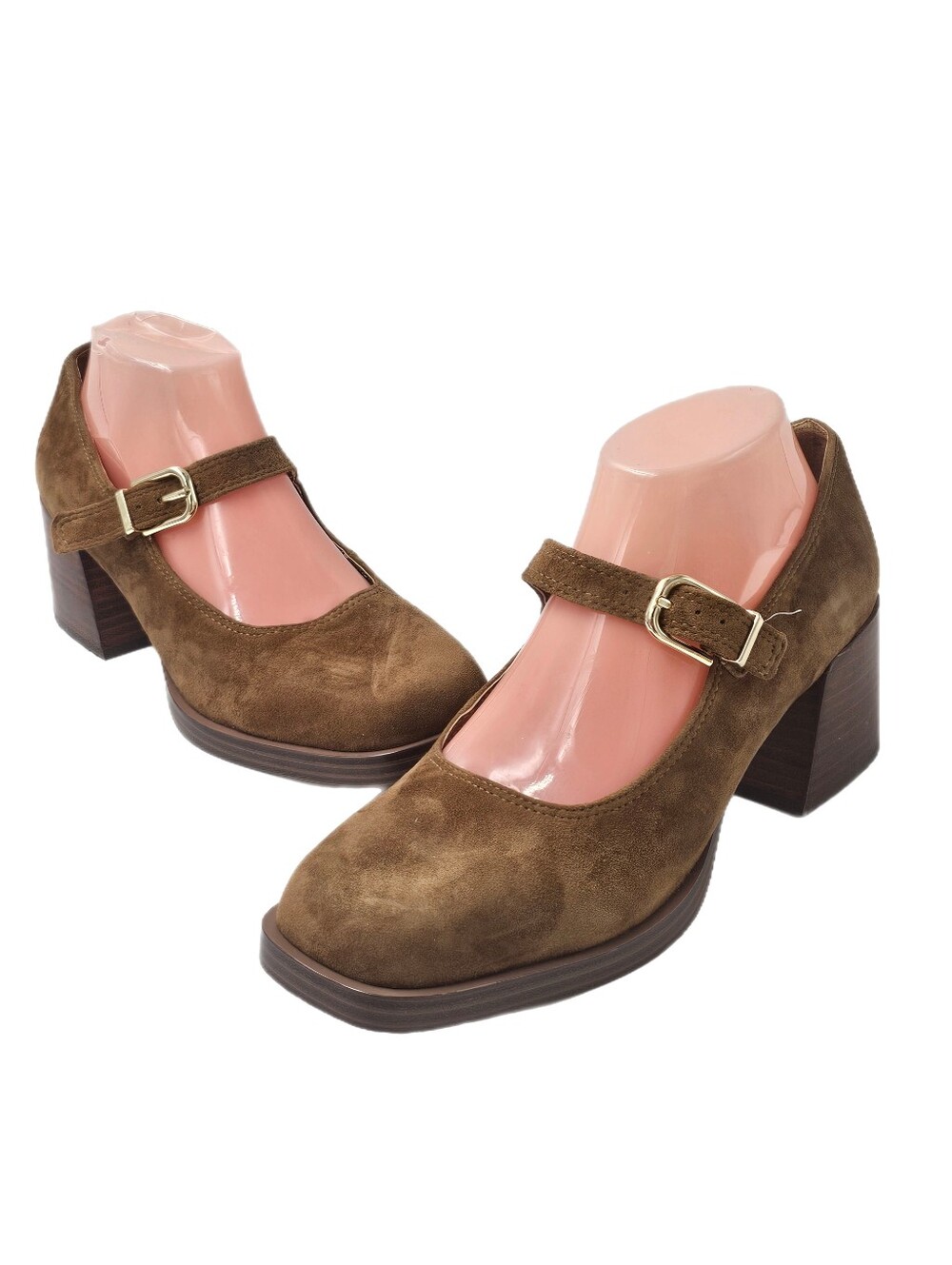 Steve Madden Lisbon Chestnut Suede Mary Jane Block Heel Pumps Size 9M